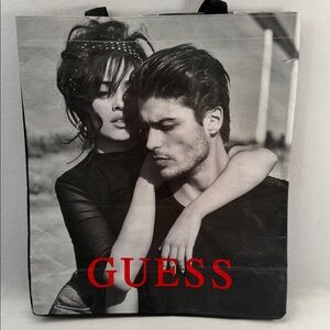 Rare Guess Reusable Shopping Bag 15" Tall 13" Wide Artistic Black and Red Tote